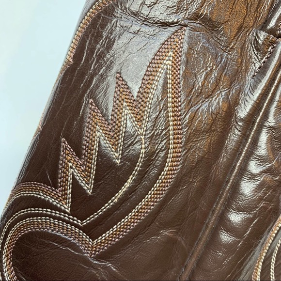 TONY LAMA Brown Leather Cowboy Boots Embroidered Western Style Women’s Size 8 - Picture 6 of 9